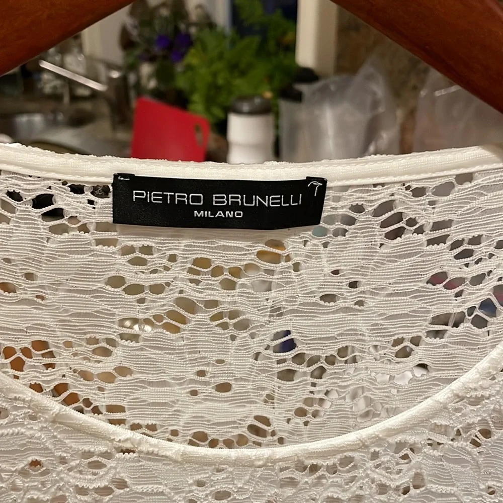 Pietro Brunelli size small NWOT size small maternity lace dress w leather belt - Picture 2 of 6